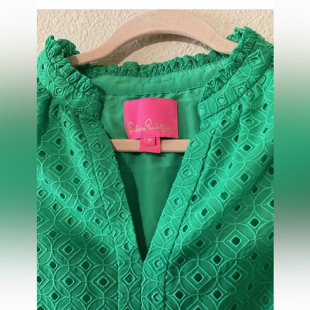 Lilly Pulitzer Novella Eyelet A-Line Dress Agave Green Size M
